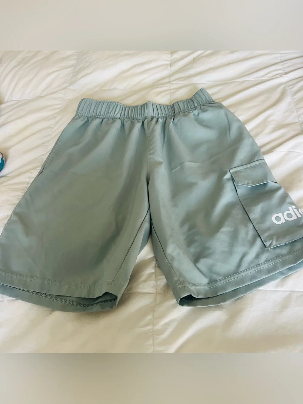 adidas Sage Green Cargo Shorts - Elastic Waist
